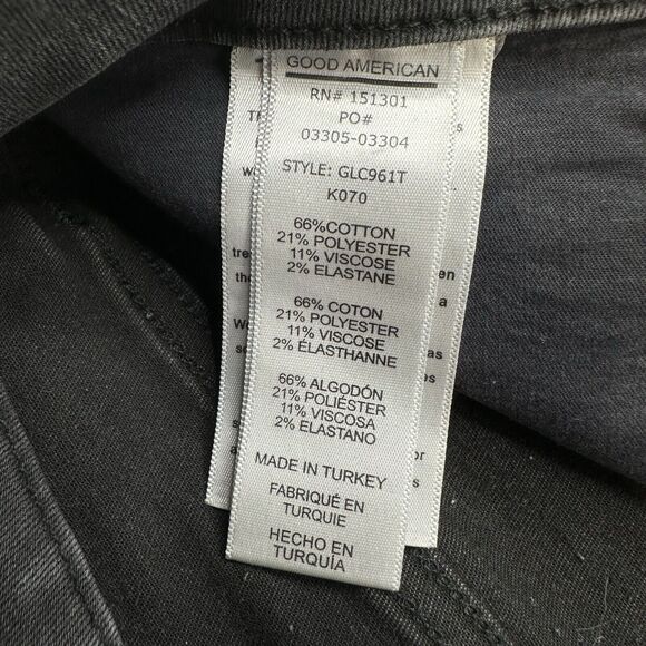 Good American Jeans 4 27 Good Legs Crop Skinny High Rise Black Denim Distress - Picture 10 of 12